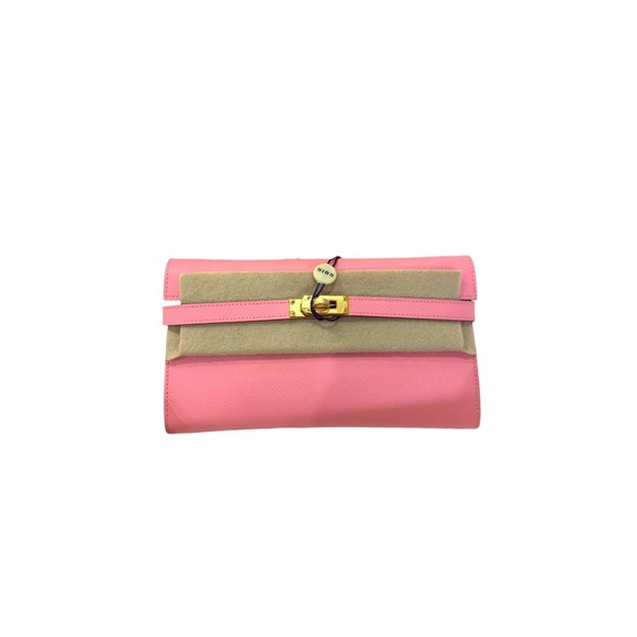 💗 𝐇𝐄𝐑𝐌𝐄𝐒 Kelly Long Wallet Rose Confetti Epsom Leather GHW 💗 - Picture 10 of 10